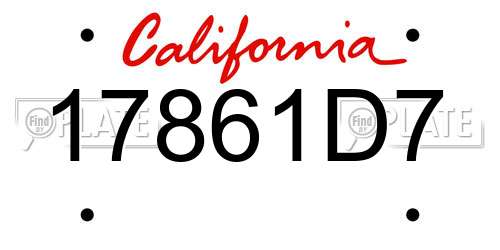 17861D7 California License Plate