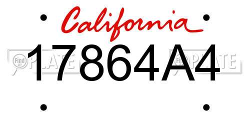 17864A4 California License Plate