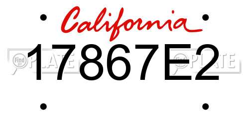17867E2 California License Plate