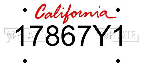 17867Y1 California License Plate