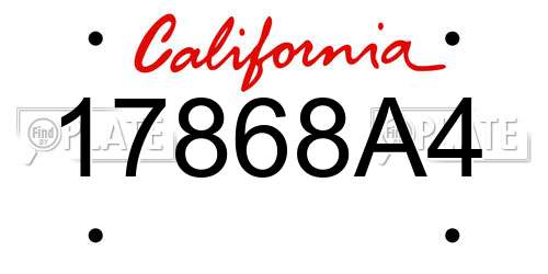 17868A4 California License Plate
