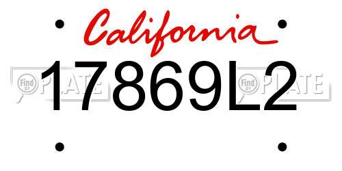 17869L2 California License Plate