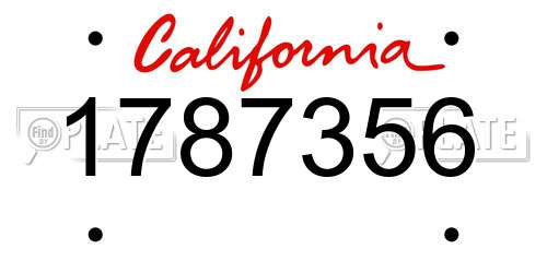 1787356 California License Plate