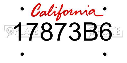 17873B6 California License Plate