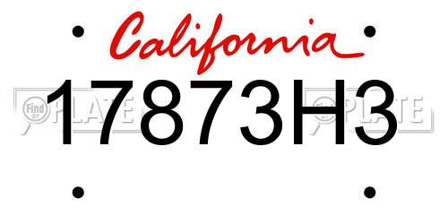 17873H3 California License Plate