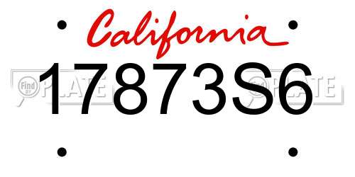 17873S6 California License Plate