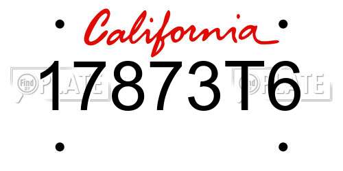 17873T6 California License Plate