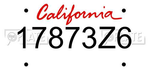 17873Z6 California License Plate