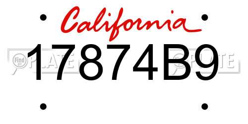 17874B9 California License Plate
