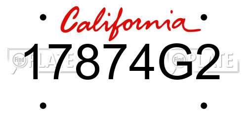 17874G2 California License Plate