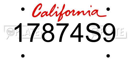 17874S9 California License Plate