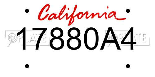 17880A4 California License Plate
