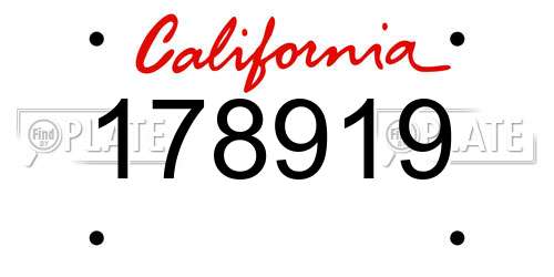178919 California License Plate
