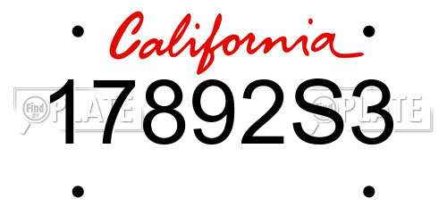 17892S3 California License Plate