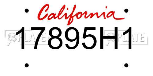 17895H1 California License Plate