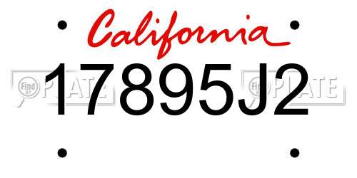 17895J2 California License Plate