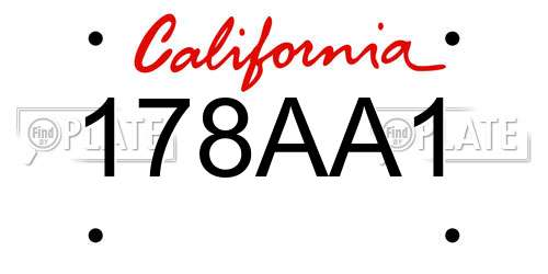 178AA1 California License Plate