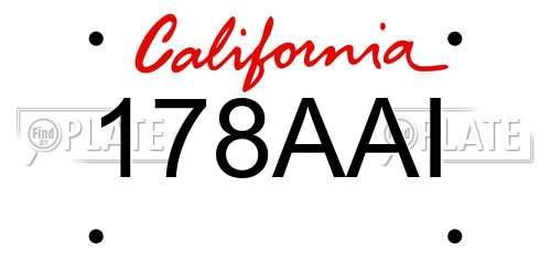 178AAI California License Plate