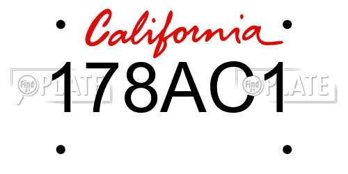 178AC1 California License Plate