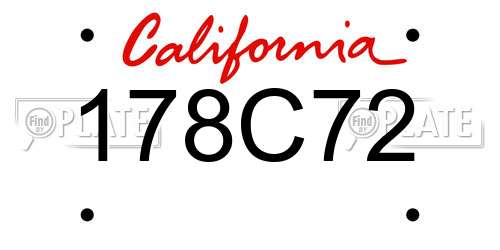 178C72 California License Plate