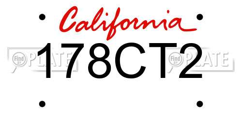 178CT2 California License Plate