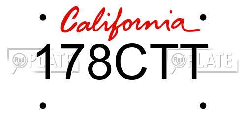 178CTT California License Plate