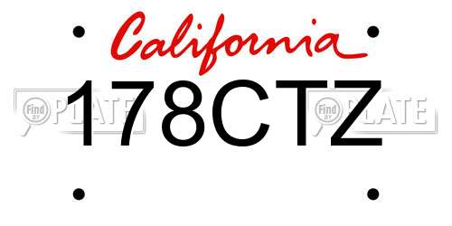 178CTZ California License Plate