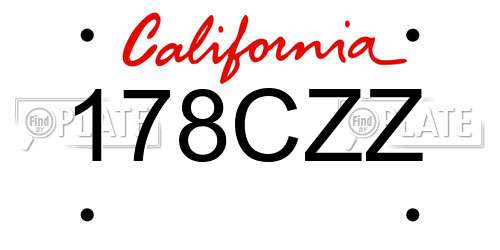 178CZZ California License Plate