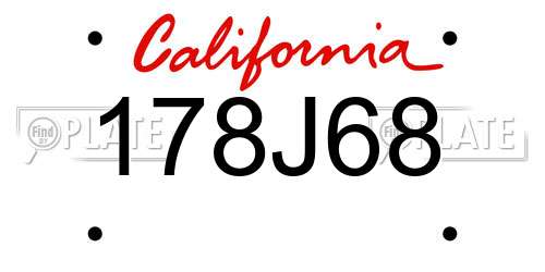 178J68 California License Plate