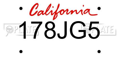 178JG5 California License Plate