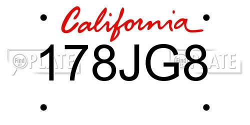 178JG8 California License Plate