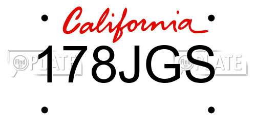 178JGS California License Plate