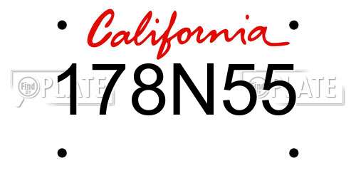 178N55 California License Plate