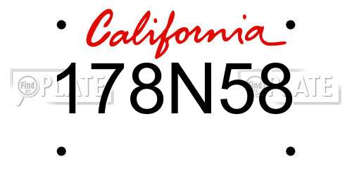 178N58 California License Plate