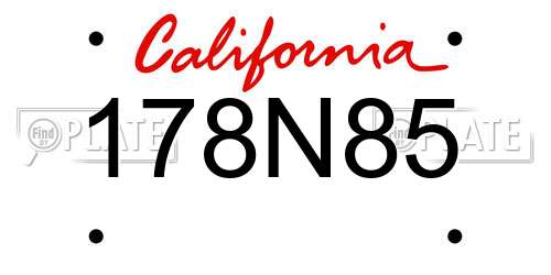 178N85 California License Plate