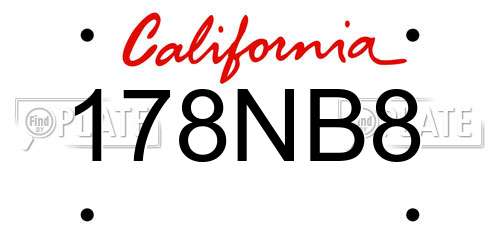 178NB8 California License Plate