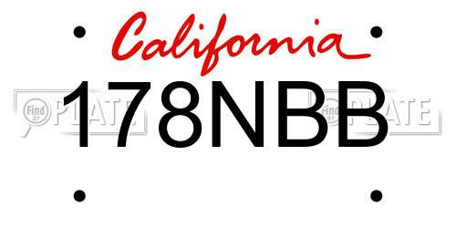 178NBB California License Plate