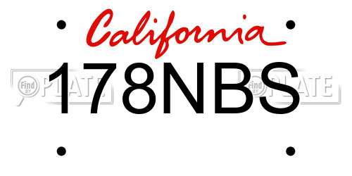 178NBS California License Plate