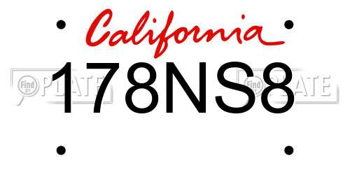178NS8 California License Plate