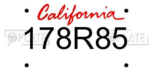 178R85 California License Plate