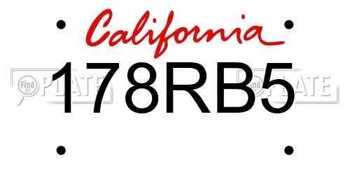 178RB5 California License Plate