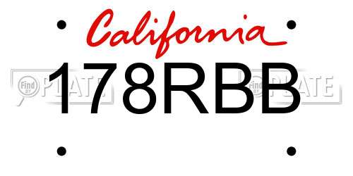 178RBB California License Plate