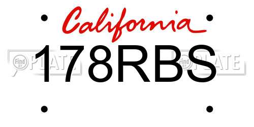 178RBS California License Plate