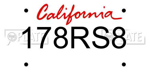 178RS8 California License Plate