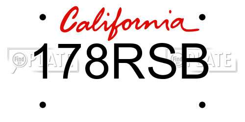 178RSB California License Plate