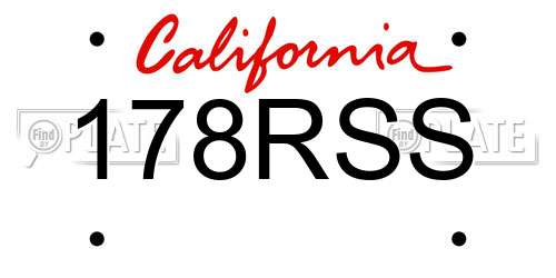 178RSS California License Plate