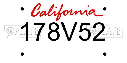 178V52 California License Plate