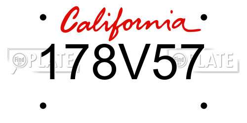 178V57 California License Plate