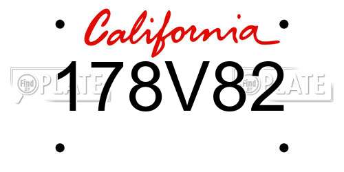 178V82 California License Plate