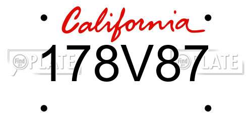 178V87 California License Plate